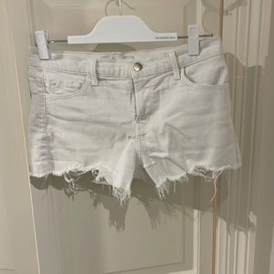 J brand mid rise white jean short